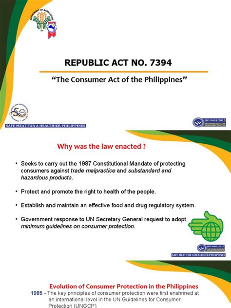 Consumer Act of the Philippines (Republic Act No. 7394) .